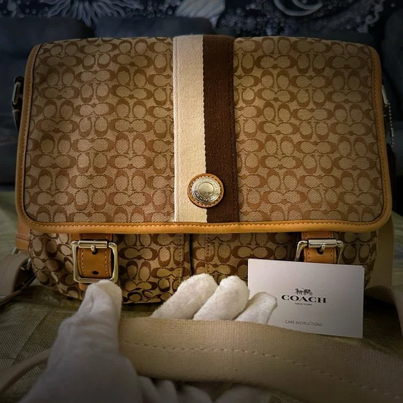 Vintage Y2K Coach Brown Signature Crossbody Bag messenger bag - Picture 14 of 17